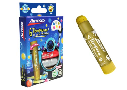 TEMPERA EN BARRA 10GR METALICO SET 6 COL